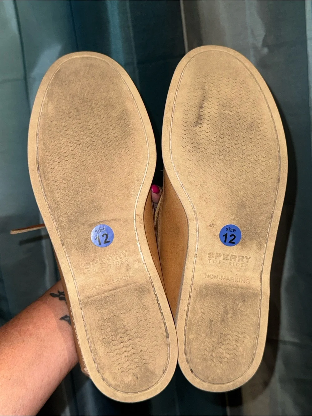 Sperry Tan Leather Boat Shoes with Lace Moc Toe
